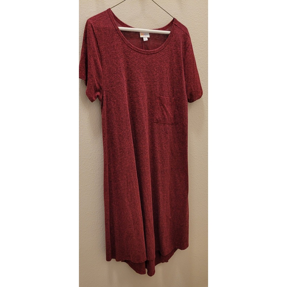 Lularoe Womens L burgundy Carly Dress With Pocket. Polyester/cotton Blend. Soft